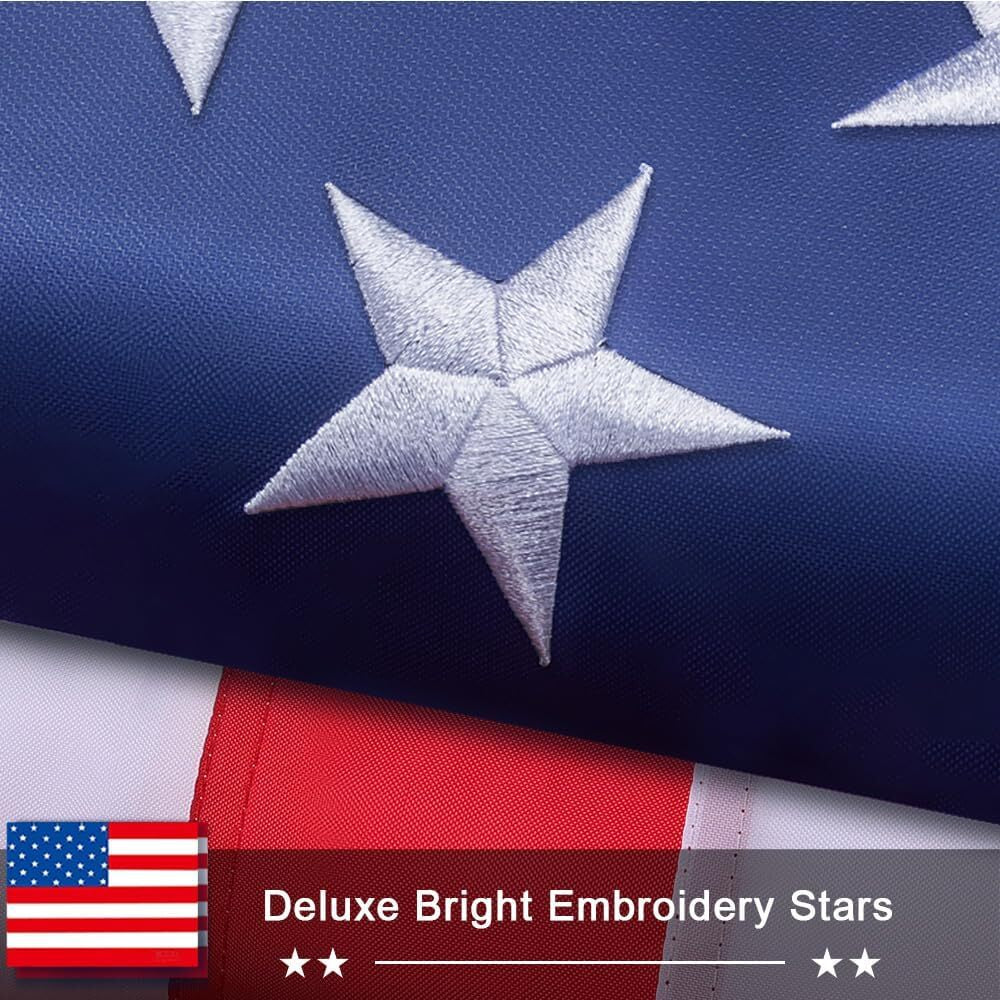 American Flag 5X8 FT - Premium Heavy Duty Nylon, 100% Made in the USA with Luxury Embroidered Stars