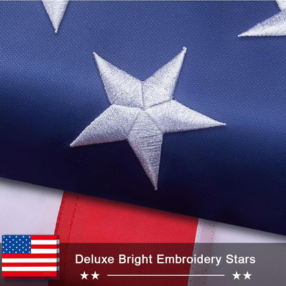 American Flag 5X8 FT - Premium Heavy Duty Nylon, 100% Made in the USA with Luxury Embroidered Stars