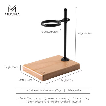 Elevate Your Brewing Experience with the Adjustable MUVNA Dripper Coffee Stand - Stylish Walnut Base in Black/Gold