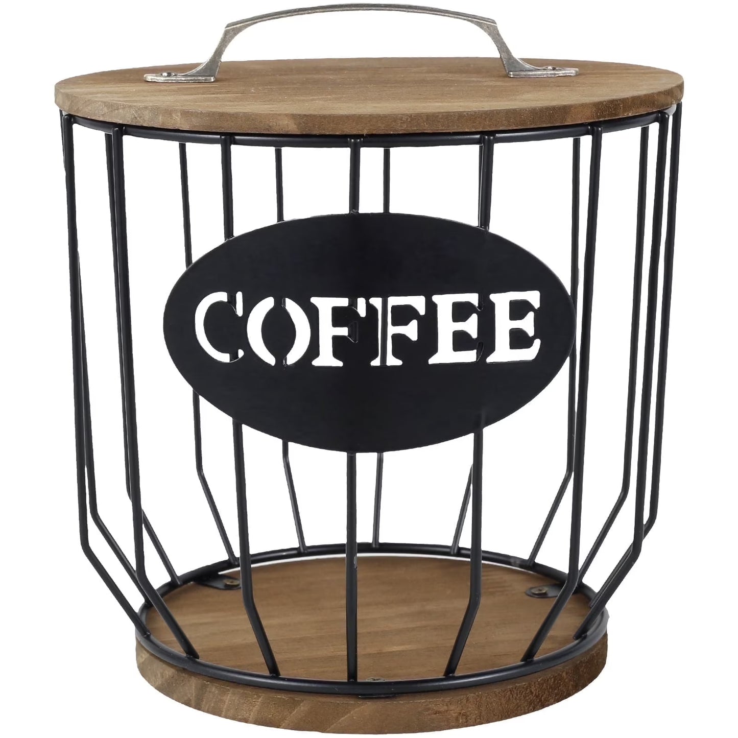 Stylish Black Wire Coffee Capsule Organizer with Wooden Base - Large Capacity K Cup Holder for Your Coffee Bar