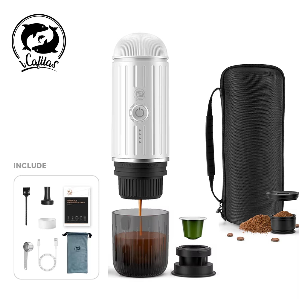 Experience Barista-Quality Coffee Anywhere with the Auto Espresso Coffee Maker - Portable, Wireless, and Compatible with Nespresso Capsules & Coffee Powder