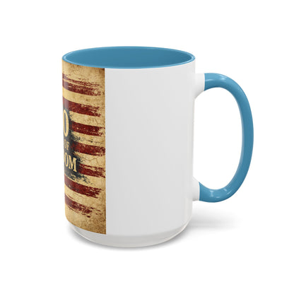 250 Years of Freedom Coffee Mug — Vintage American Flag Accent Mug (11/15oz)