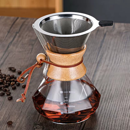 Elevate Your Coffee Experience with the Diamond-Shaped Hand Brewed Glass Coffee Percolator - 400ml Sharing Pot
