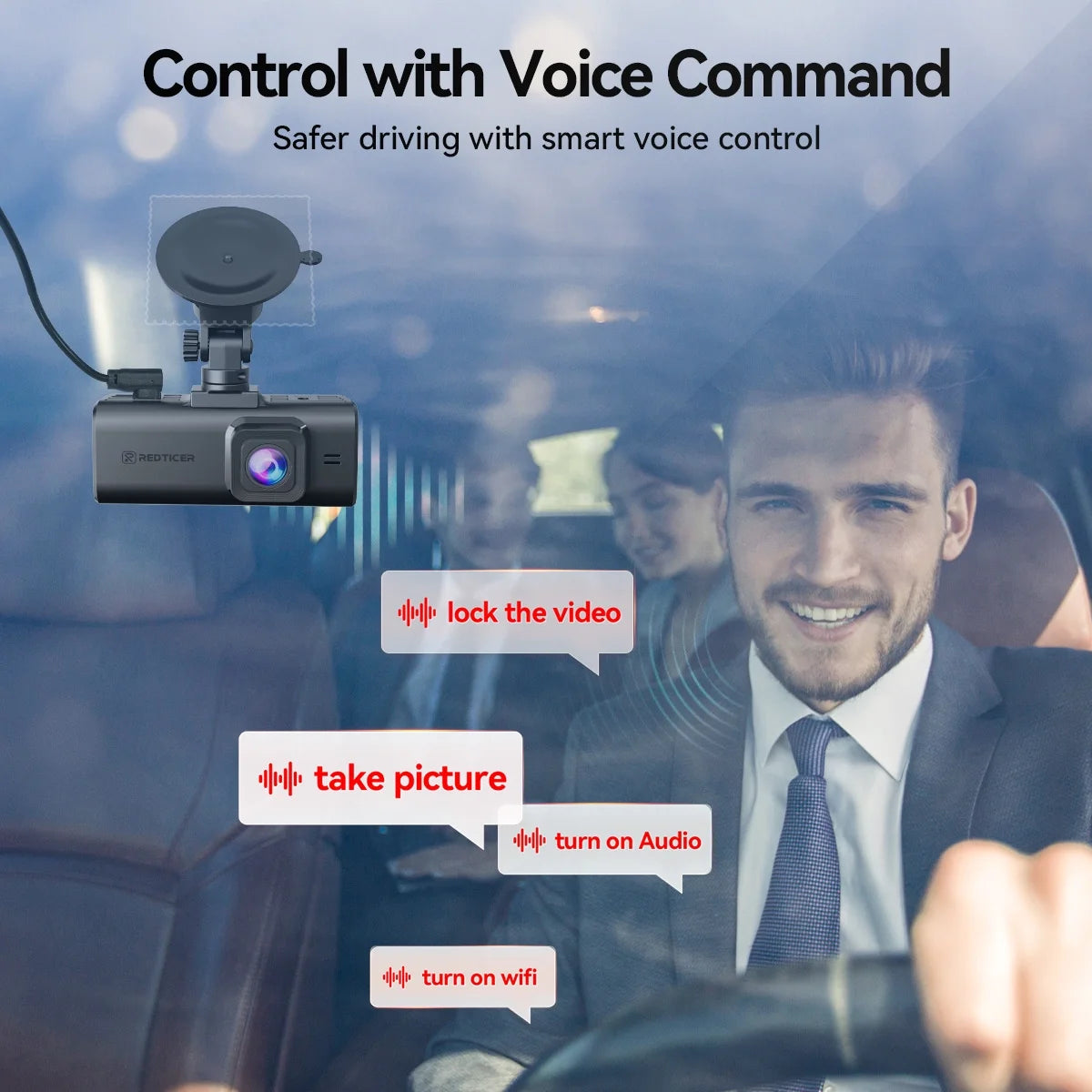 Experience Ultimate Protection with the Touch Screen 4K Dual Dash Cam - Front and Rear Cameras, Built-in GPS, WiFi, and Free 128GB Card!