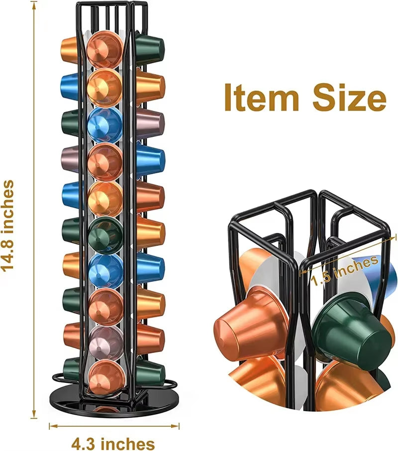 Stylish Black and Silver Coffee Capsule Holder for Nespresso - Organize 40 Coffee Pods in Style!