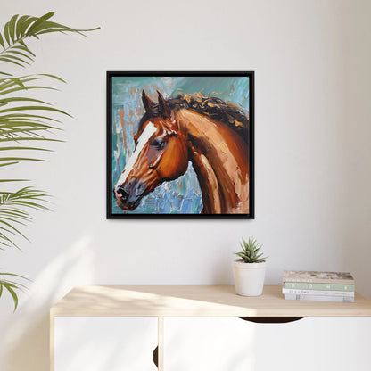 Breathtaking Brown Stallion Portrait Canvas Wall Art by QueenNoble - Elevate Your Space with Timeless Elegance
