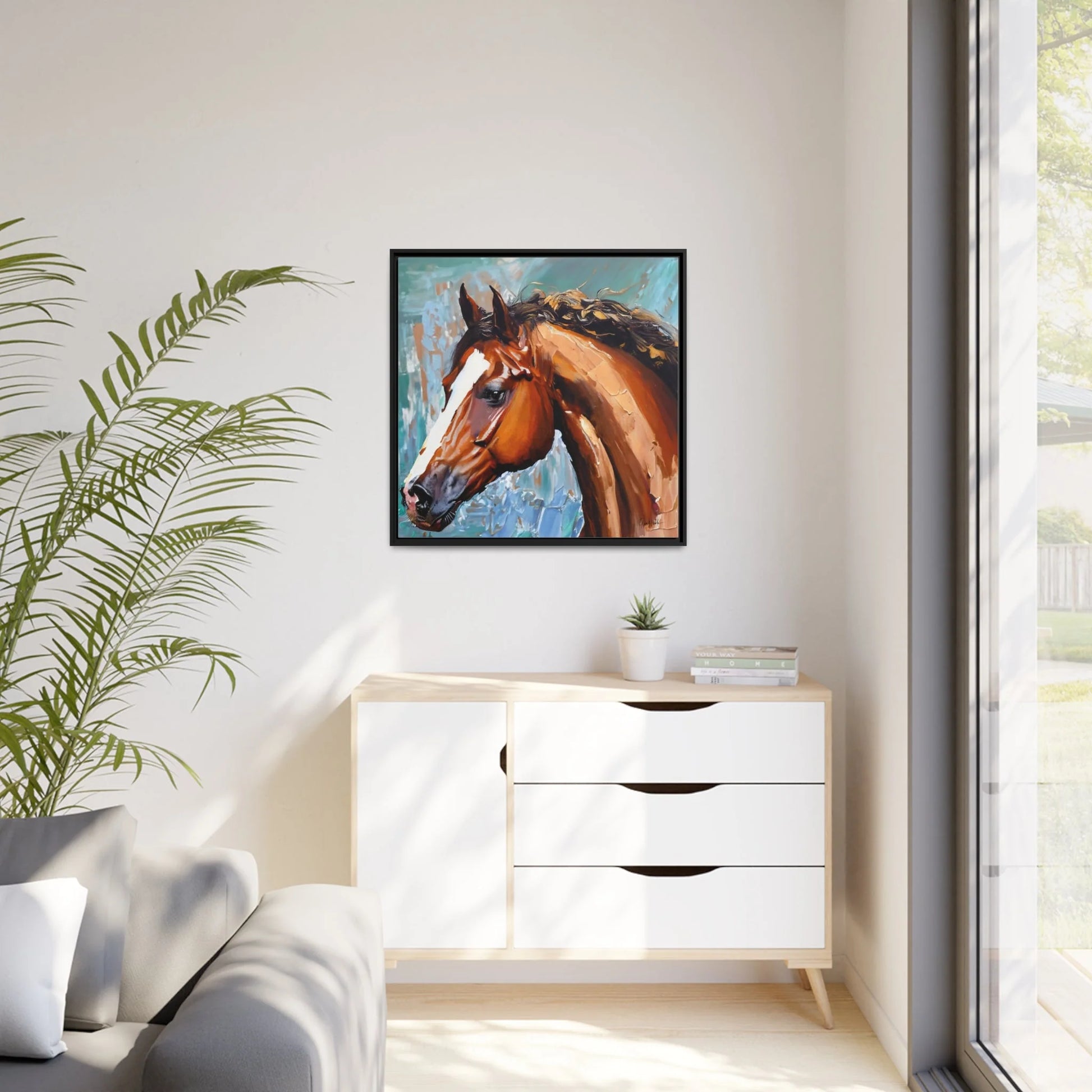 Breathtaking Brown Stallion Portrait Canvas Wall Art by QueenNoble - Elevate Your Space with Timeless Elegance