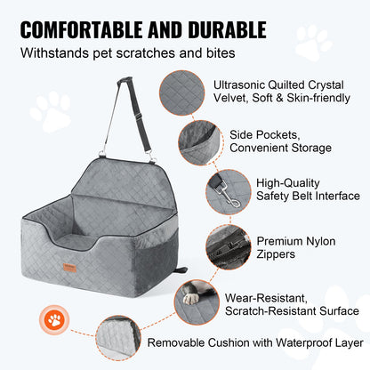 Elevate Your Pet's Travel Experience with the VEVOR Dog Booster Car Seat - Perfect for Medium to Large Dogs Up to 55 Lbs in Gray