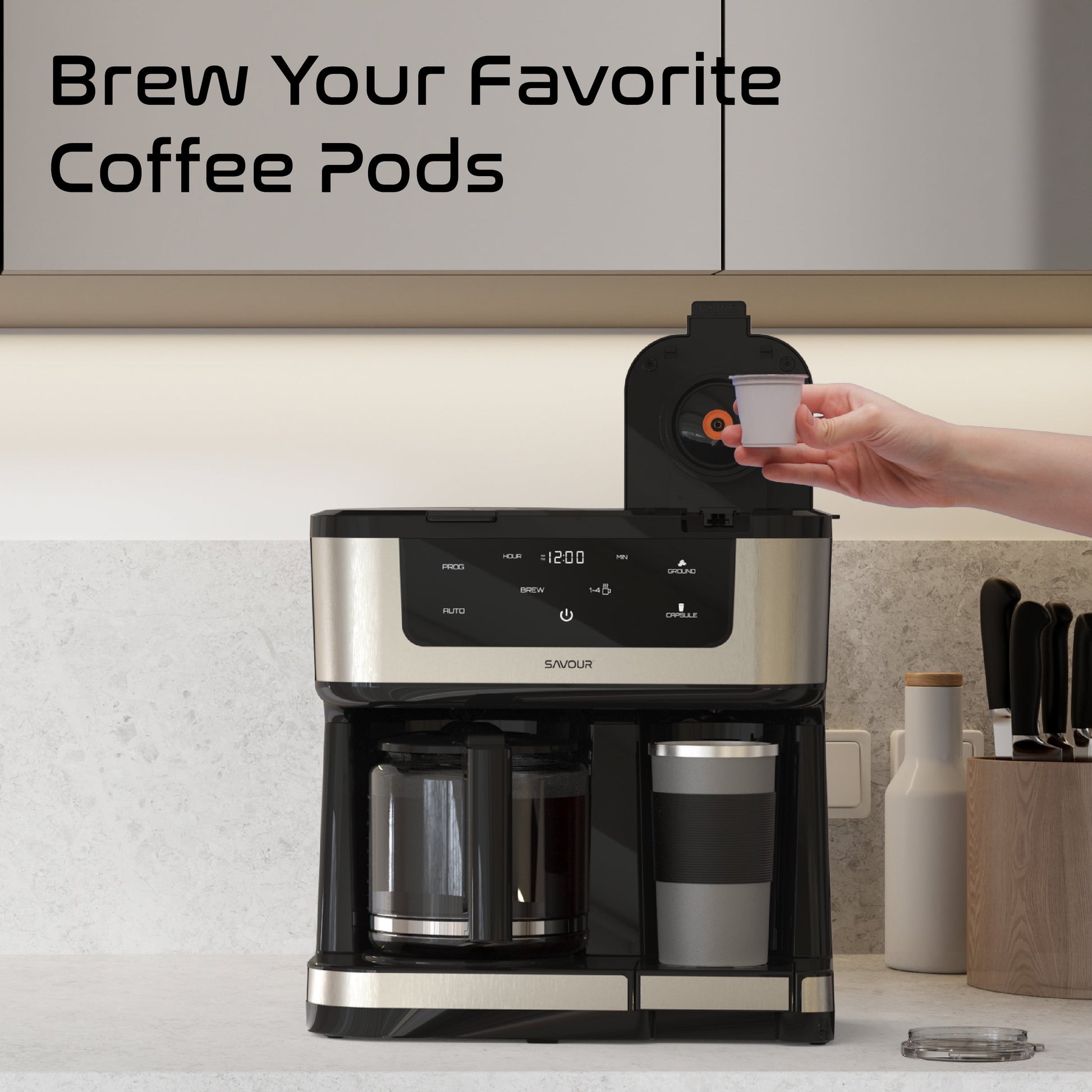 Savour Dual Coffee Maker: Your Perfect 12-Cup & Single Serve Solution for Every Coffee Lover