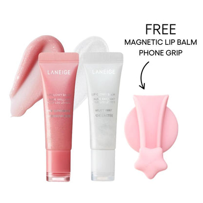 Laneige Lip Glowy Balm Stardust Duo - Experience Luminous Hydration with Pink Supernova and Milky Way Shades