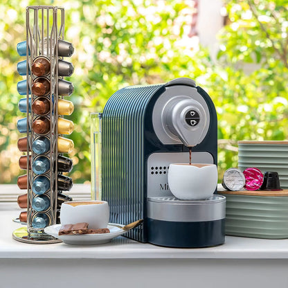 Stylish Black and Silver Coffee Capsule Holder for Nespresso - Organize 40 Coffee Pods in Style!