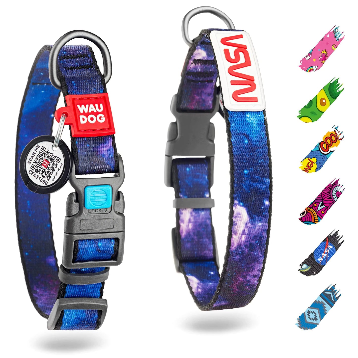 Adjustable Nylon Dog Collar with QR ID Tag