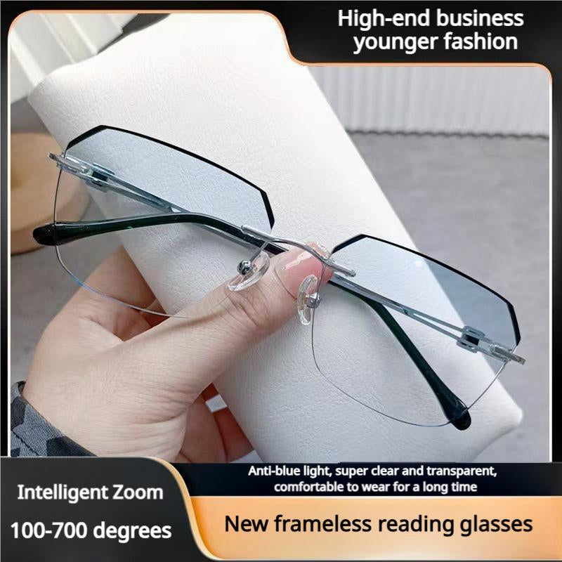 Revolutionary Frameless Smart Zoom Reading Glasses - Stylish High-Definition Vision with Blue Light Protection for Men & Women