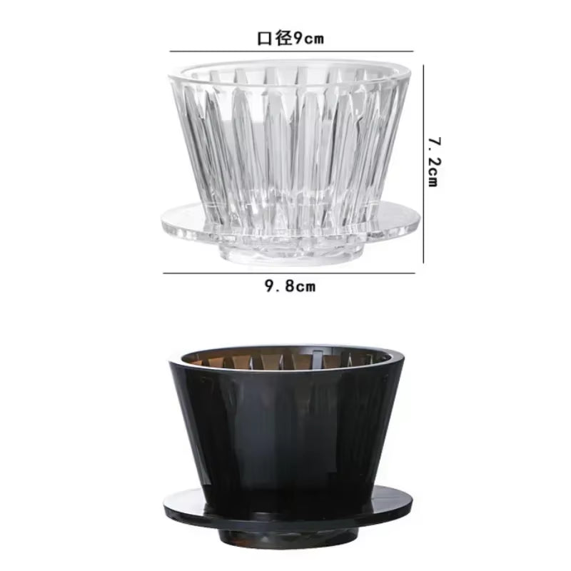 1 PC Acrylic Pour over Coffee Filter Cup Set Cake Shaped Flat Bottom Home Brewing Kit with Filter Papers Reusable Easy Clean