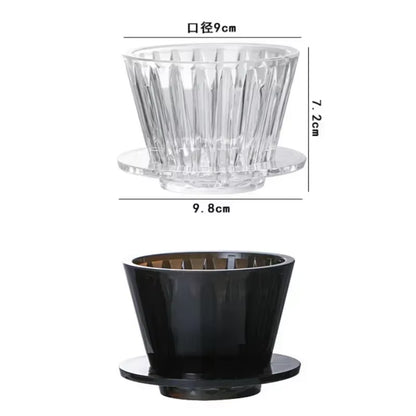 1 PC Acrylic Pour over Coffee Filter Cup Set Cake Shaped Flat Bottom Home Brewing Kit with Filter Papers Reusable Easy Clean