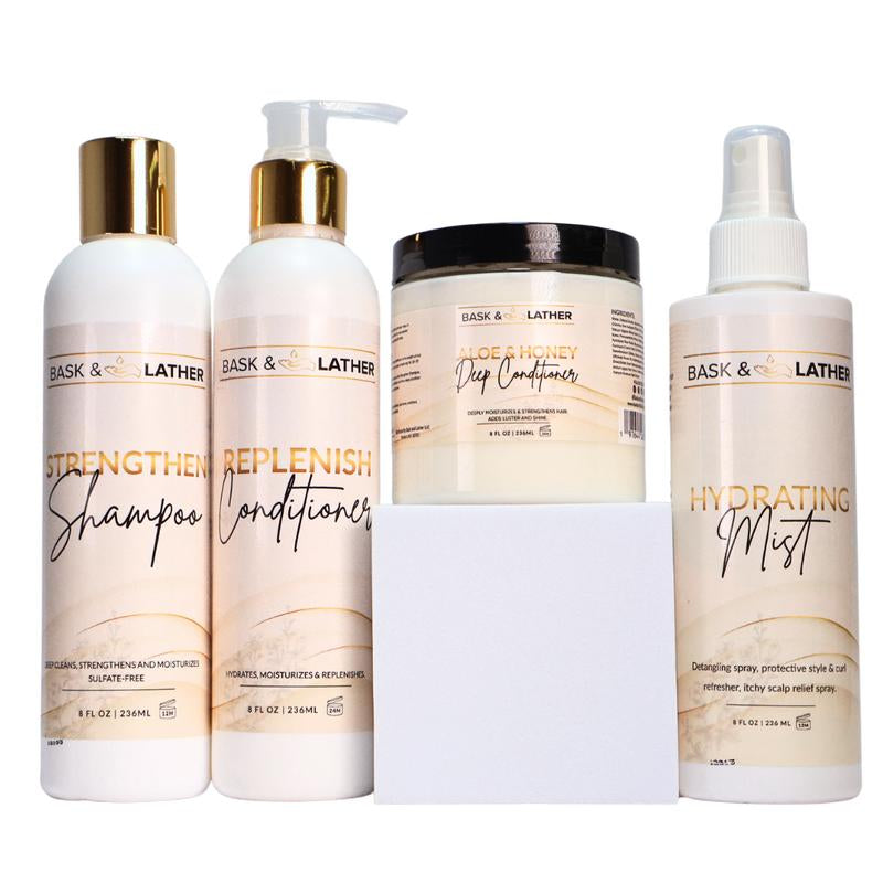 Revitalize Your Hair with the Bask and Lather Wash Day Bundle - Nourishing Shampoo, Conditioner, and More!