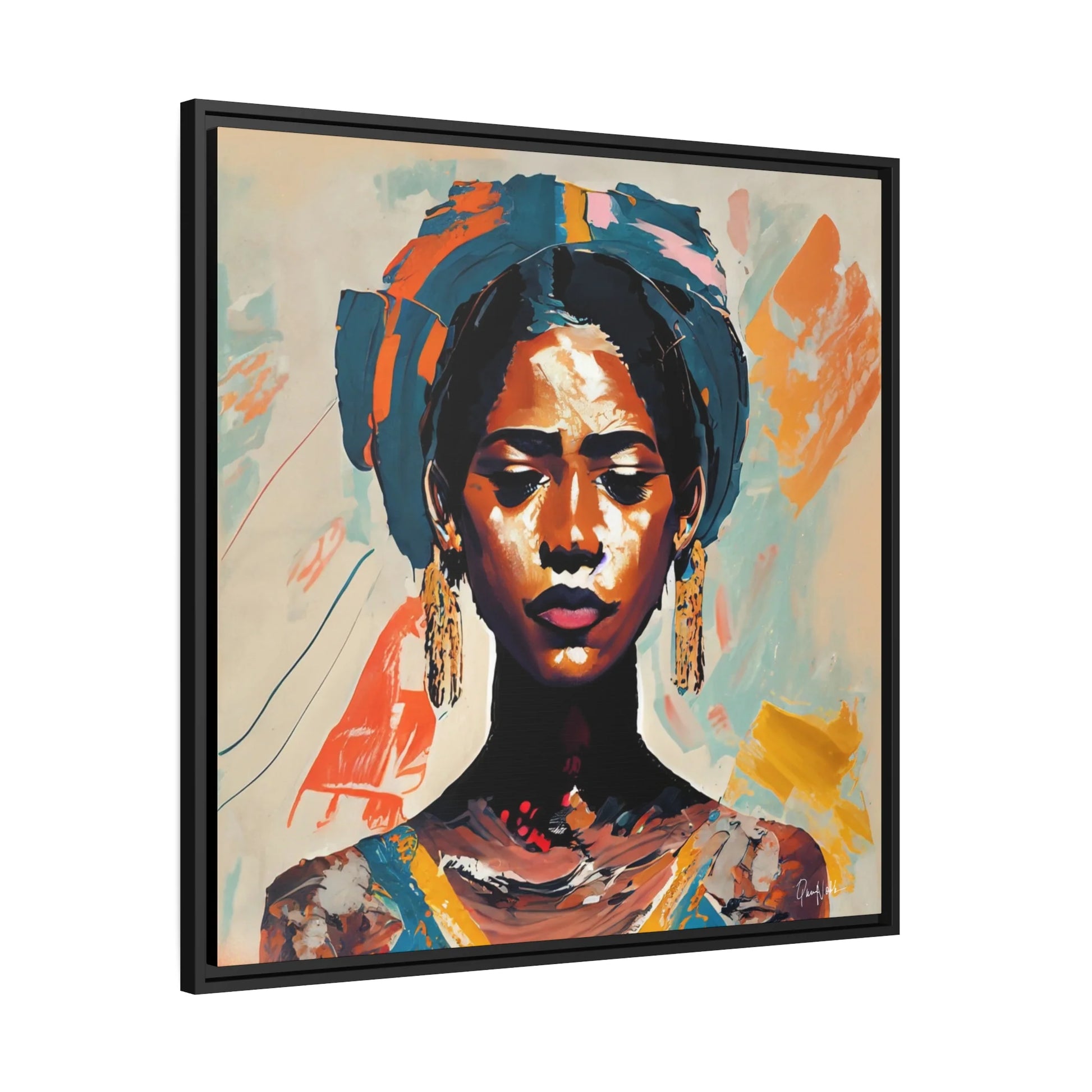 Stunning Woman with Turban Portrait Canvas Wall Art - Elegantly Framed for Your Home