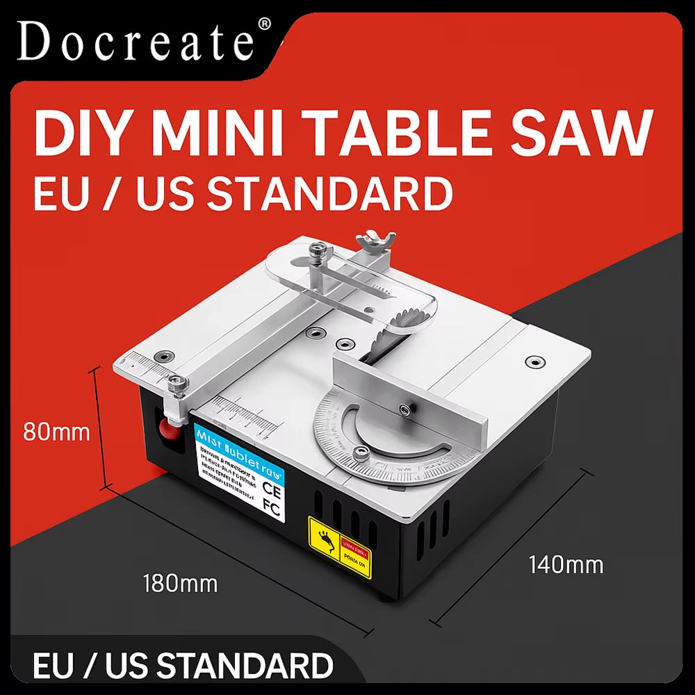 Compact DIY Mini Table Saw - 96W Precision Cutting Machine for Wood, PCB, Plastic & Aluminum - Perfect for Home Projects!
