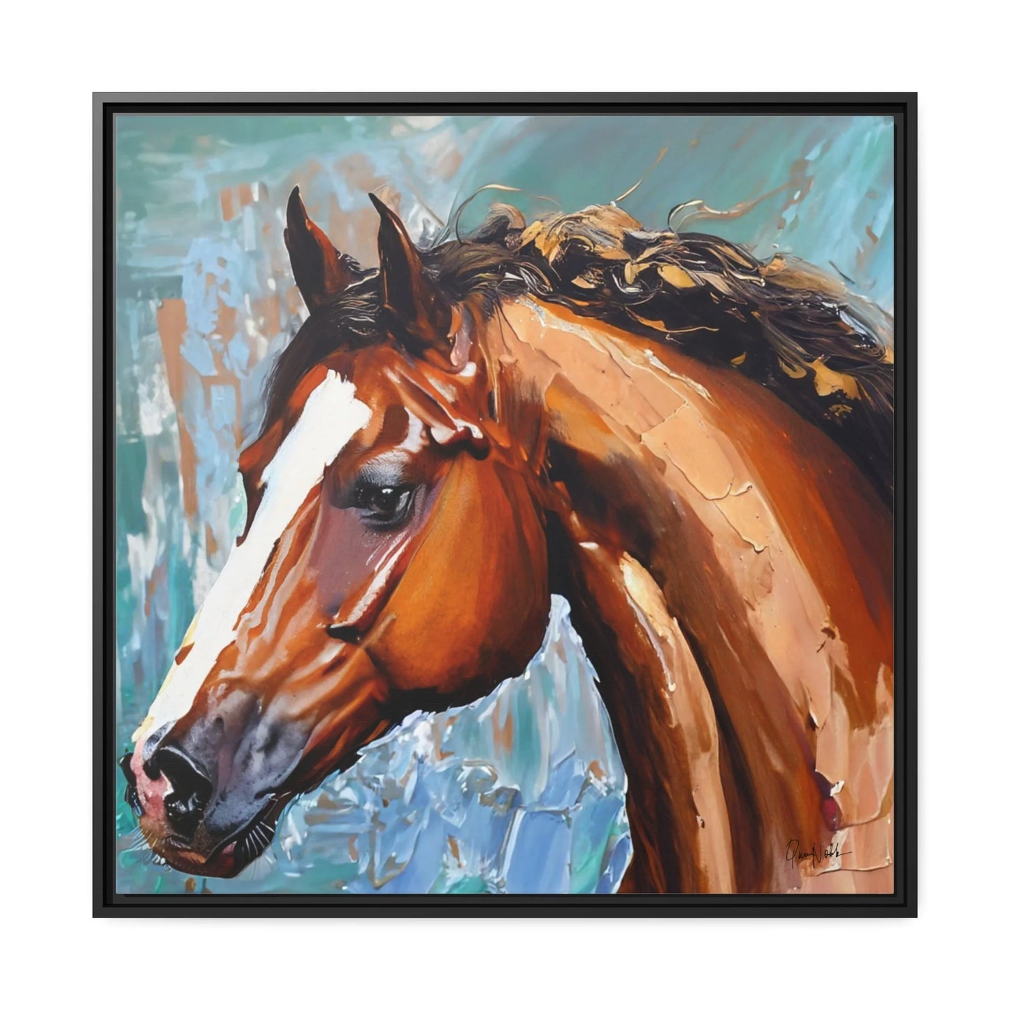 Breathtaking Brown Stallion Portrait Canvas Wall Art by QueenNoble - Elevate Your Space with Timeless Elegance