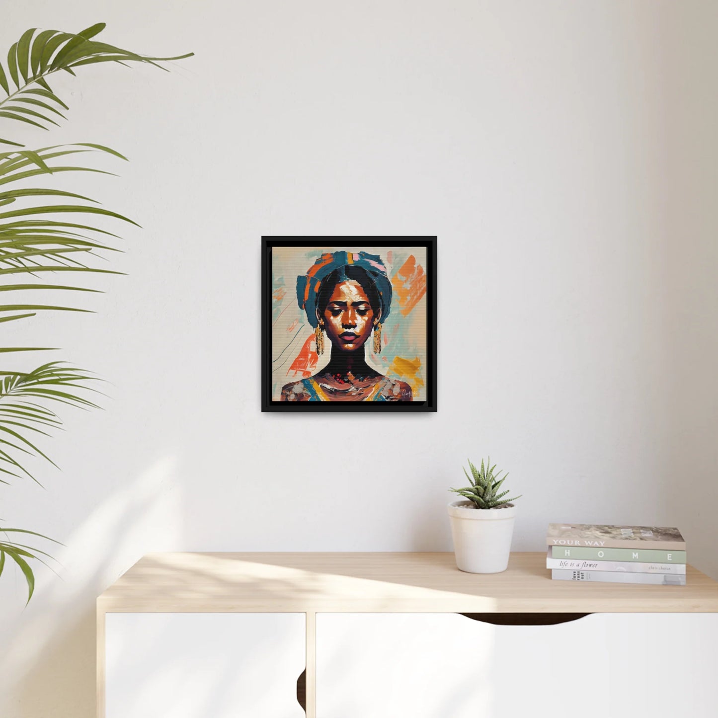 Stunning Woman with Turban Portrait Canvas Wall Art - Elegantly Framed for Your Home