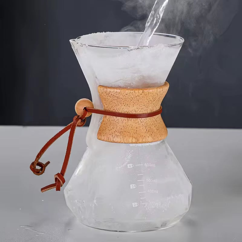 Elevate Your Coffee Experience with the Diamond-Shaped Hand Brewed Glass Coffee Percolator - 400ml Sharing Pot