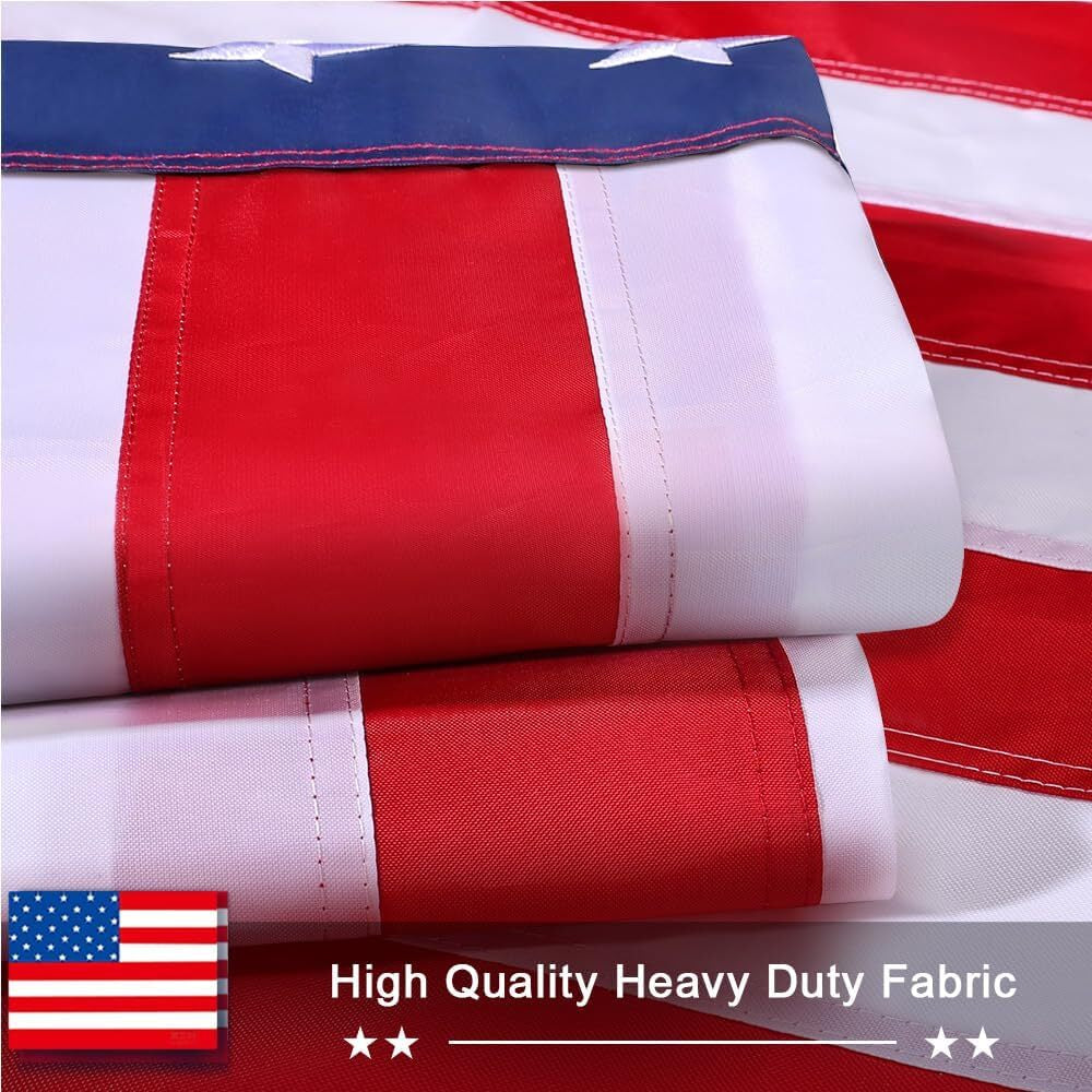 American Flag 5X8 FT - Premium Heavy Duty Nylon, 100% Made in the USA with Luxury Embroidered Stars