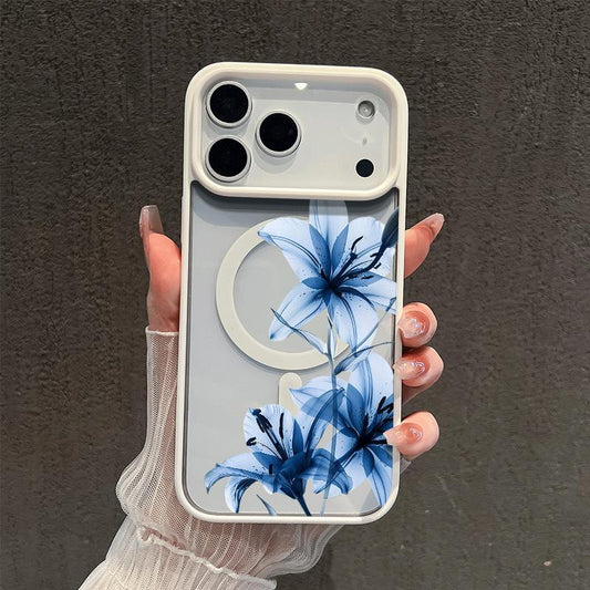 Blue Lily Whisper MagSafe Snap Case for iPhone 17/16 Pro Max - Shockproof Slim Protective Cover with Crystal Clear Design