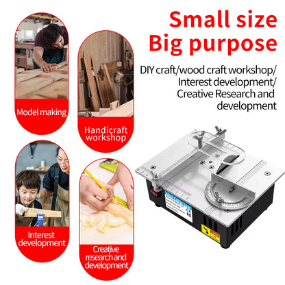 Compact DIY Mini Table Saw - 96W Precision Cutting Machine for Wood, PCB, Plastic & Aluminum - Perfect for Home Projects!