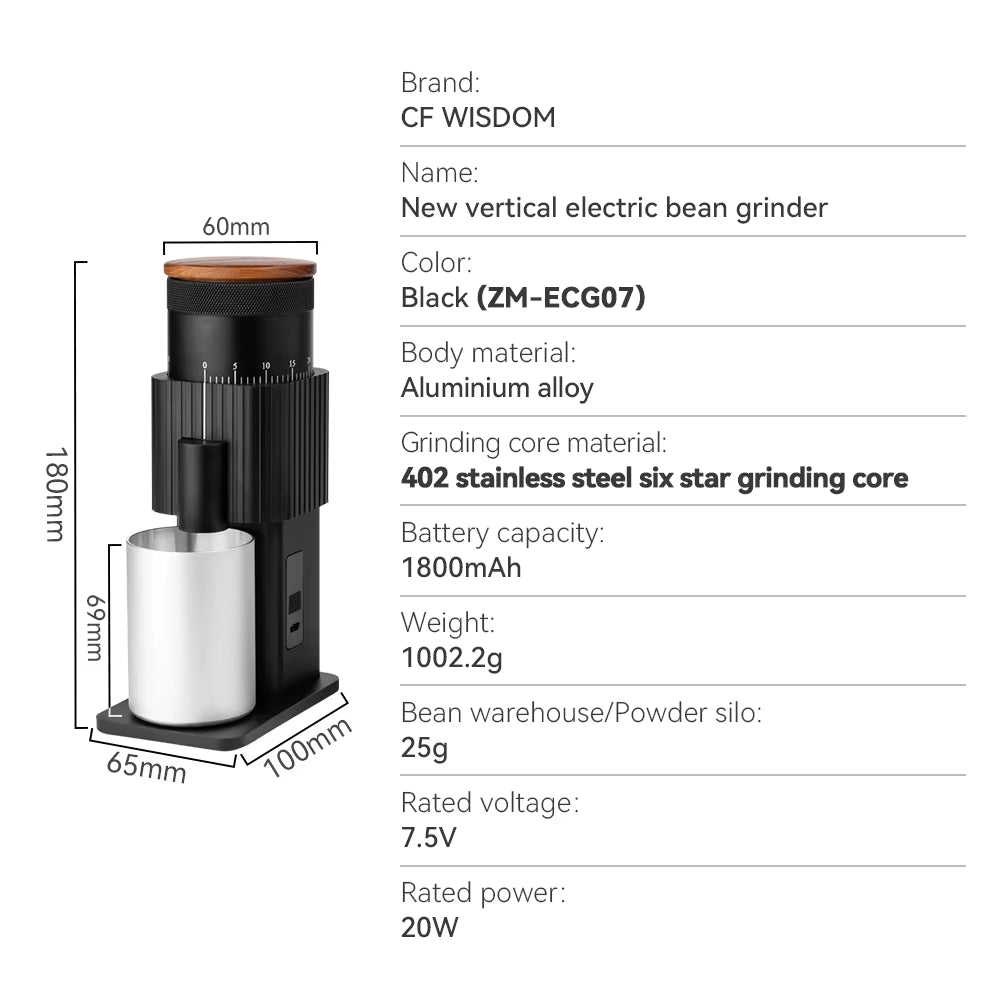 Elevate Your Coffee Experience: Rechargeable Stainless Steel Portable Electric Grinder with Adjustable Six-Star Burr for Coffee Lovers on the Go
