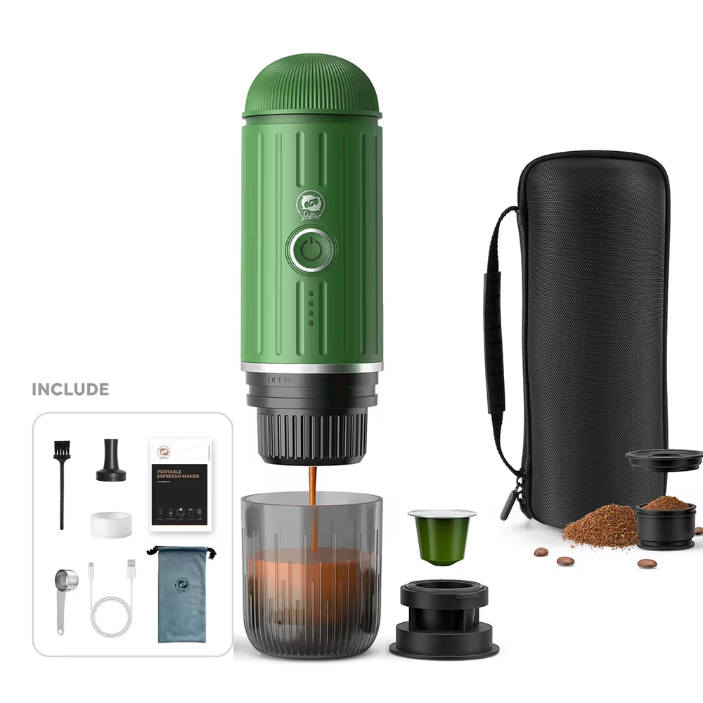 Experience Barista-Quality Coffee Anywhere with the Auto Espresso Coffee Maker - Portable, Wireless, and Compatible with Nespresso Capsules & Coffee Powder