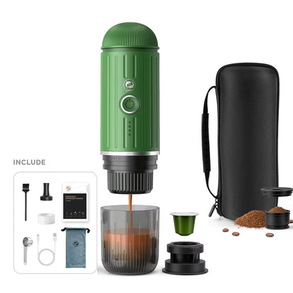 Experience Barista-Quality Coffee Anywhere with the Auto Espresso Coffee Maker - Portable, Wireless, and Compatible with Nespresso Capsules & Coffee Powder