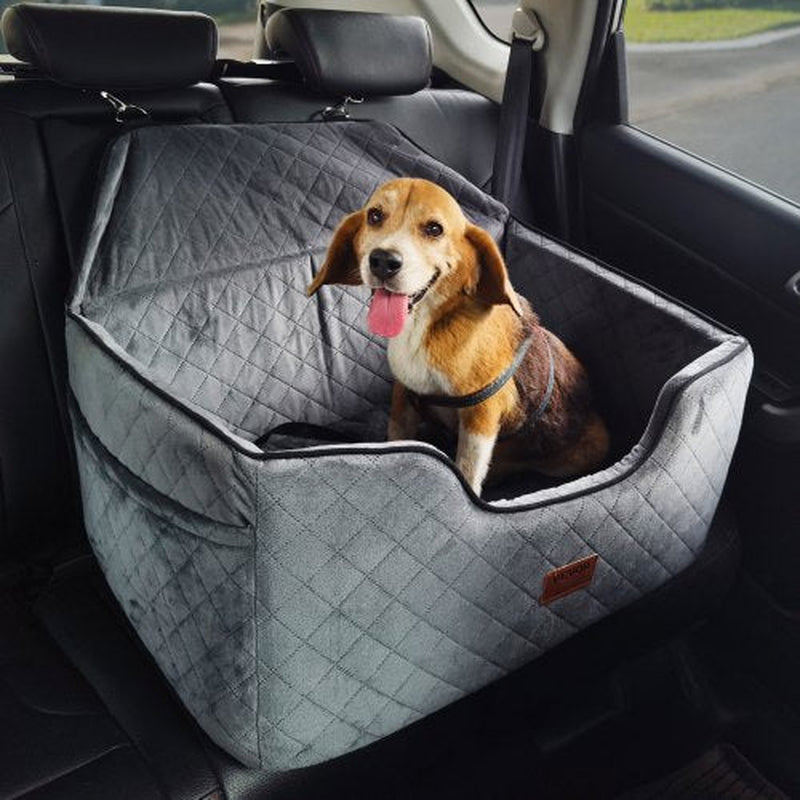 Elevate Your Pet's Travel Experience with the VEVOR Dog Booster Car Seat - Perfect for Medium to Large Dogs Up to 55 Lbs in Gray
