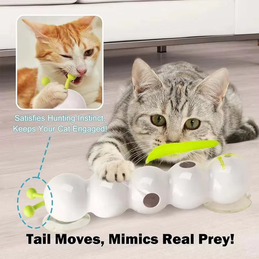 Caterpillar Motion-Activated Interactive Cat Toy - Rechargeable Wack-a-Worm Fun for Your Feline Friend