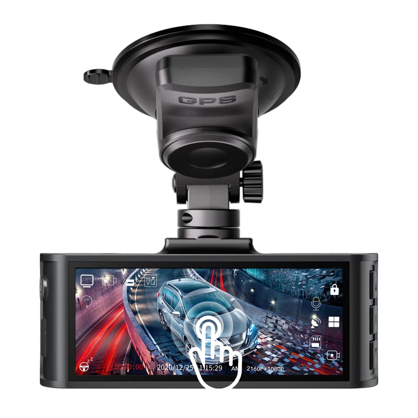 Experience Ultimate Protection with the Touch Screen 4K Dual Dash Cam - Front and Rear Cameras, Built-in GPS, WiFi, and Free 128GB Card!