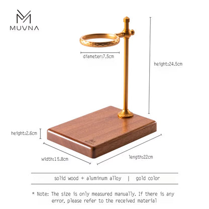 Elevate Your Brewing Experience with the Adjustable MUVNA Dripper Coffee Stand - Stylish Walnut Base in Black/Gold