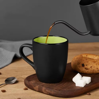 Elegant 6 Pack Matte Black Porcelain Coffee Mugs - Perfect for Coffee, Tea, and More