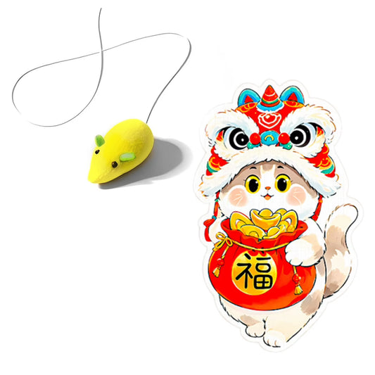 Ultimate Wall Mounted Cat Scratcher with Random Hanging Toy - Non-Shredding Felt Pad for Furniture Protection