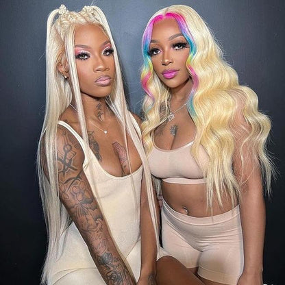Unleash Your Glam with Hot Star 613 Blonde Body Wave Wigs - 180% Density, HD Transparent Lace Frontal!