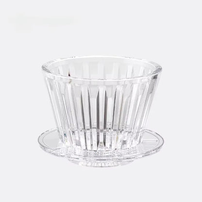 1 PC Acrylic Pour over Coffee Filter Cup Set Cake Shaped Flat Bottom Home Brewing Kit with Filter Papers Reusable Easy Clean