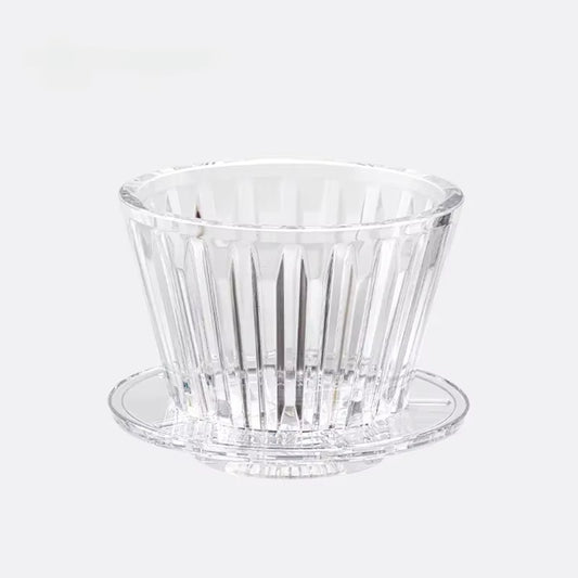 1 PC Acrylic Pour over Coffee Filter Cup Set Cake Shaped Flat Bottom Home Brewing Kit with Filter Papers Reusable Easy Clean