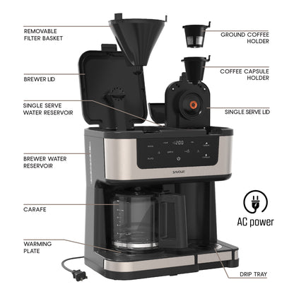 Savour Dual Coffee Maker: Your Perfect 12-Cup & Single Serve Solution for Every Coffee Lover